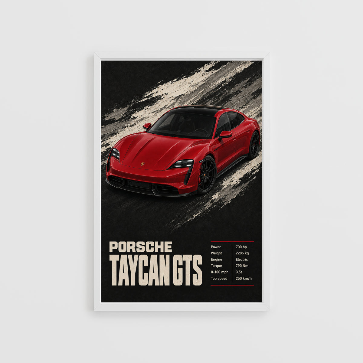 Vintage Porsche Taycan GTS Print, Car Poster Wall Art