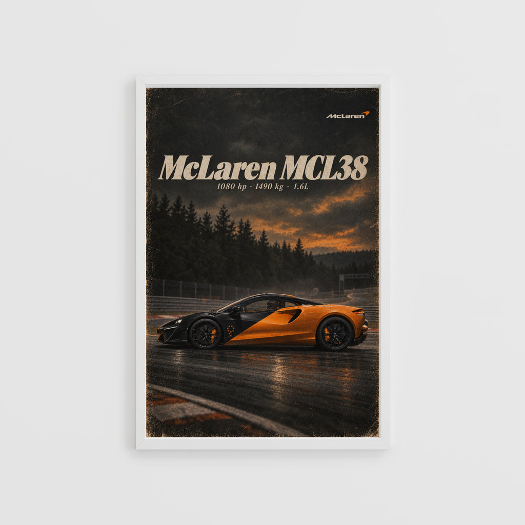 Vintage McLaren Print, Supercar Wall Art, Orange