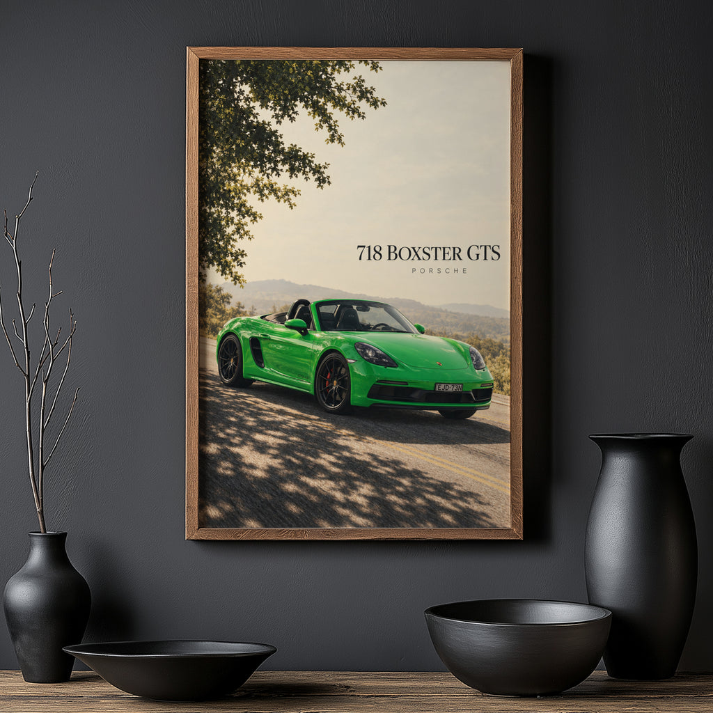 Vintage Porsche 718 Boxster GTS Print, Car Wall Art