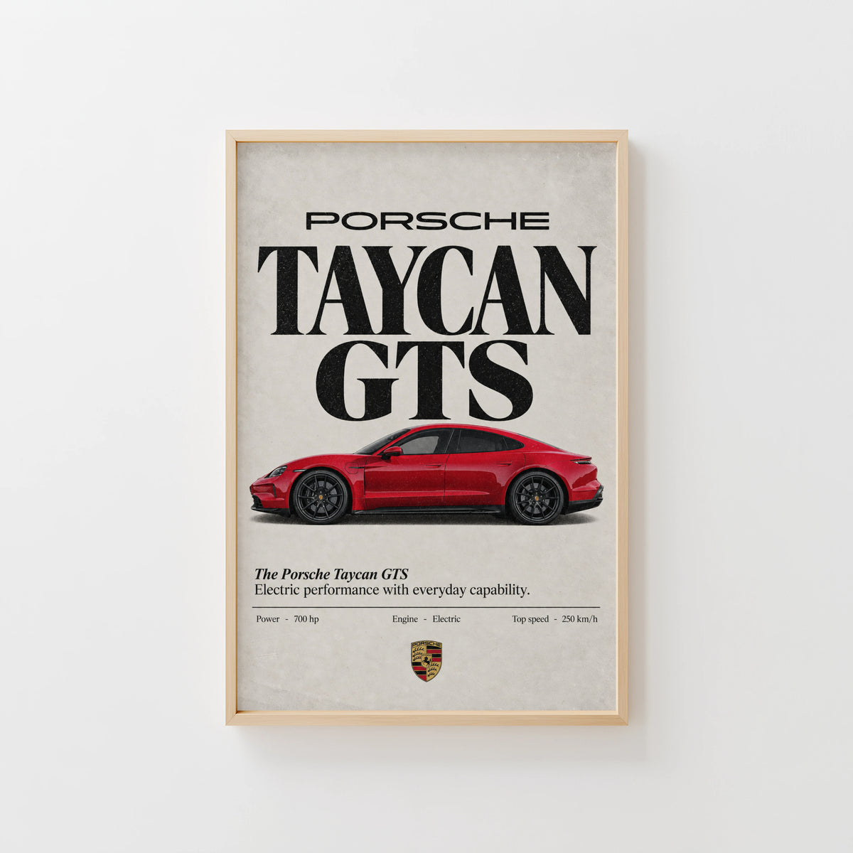 Vintage Porsche Taycan GTS Print, Car Poster, Wall Art