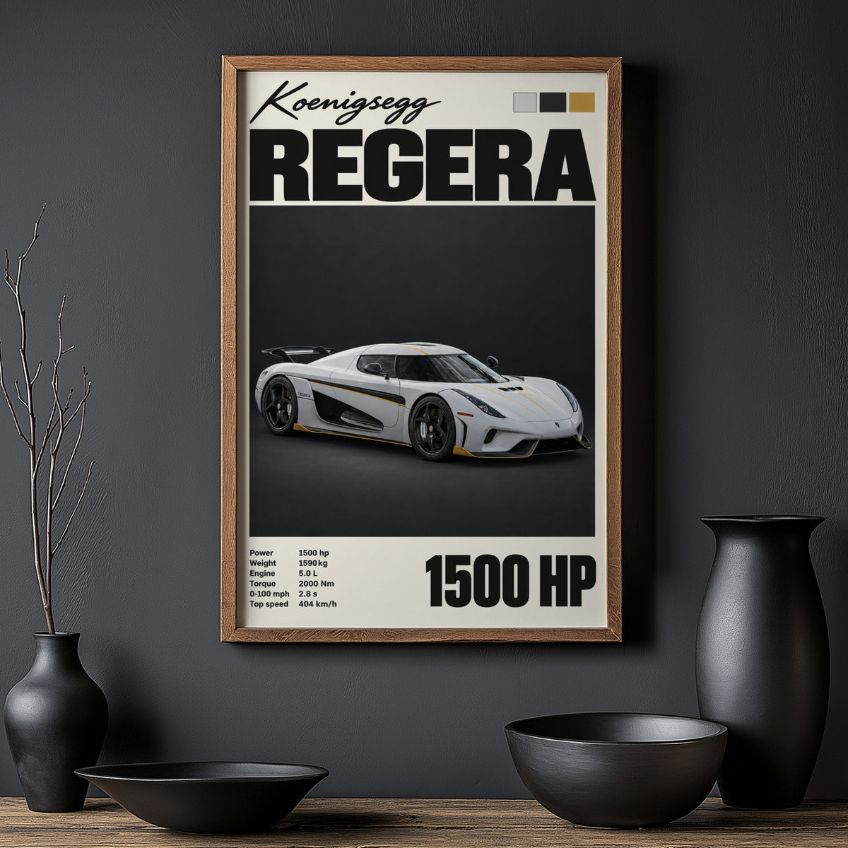 Vintage Koenigsegg Regera Print, Hypercar Wall Art