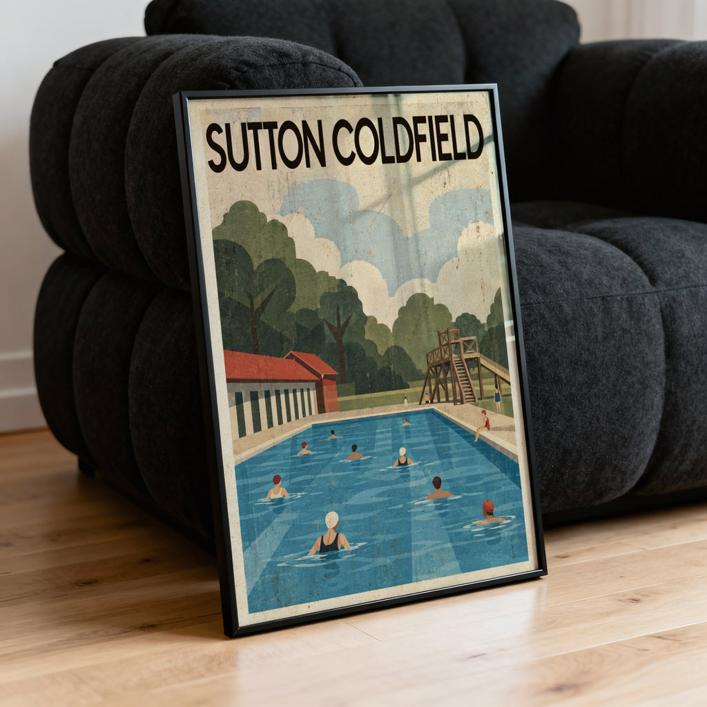 Vintage Sutton Coldfield Poster, Lido Wall Art, Print