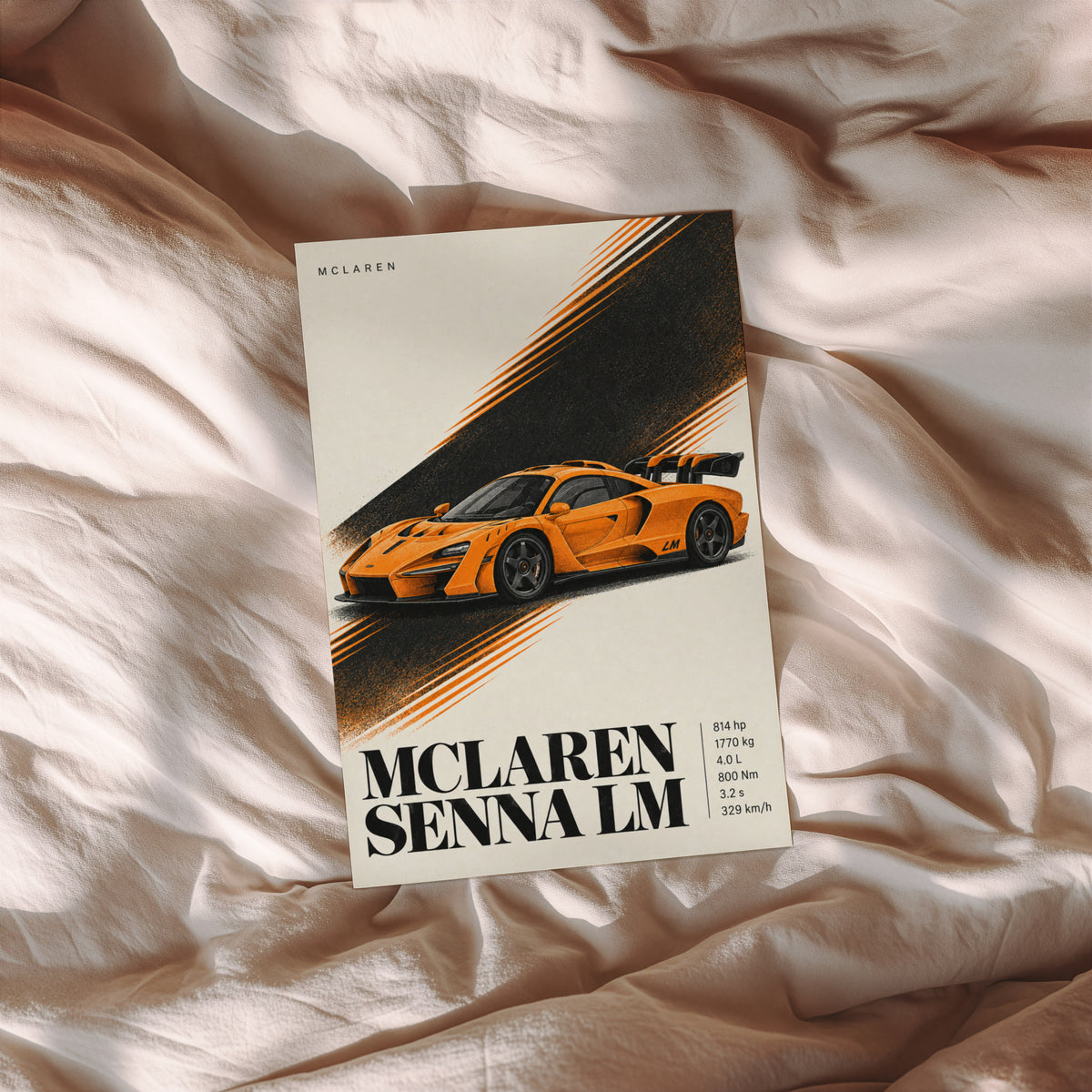 Vintage McLaren Senna LM Print, Supercar Wall Art