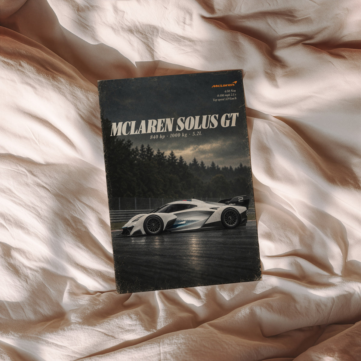 Vintage McLaren Solus GT Print, Supercar Wall Art