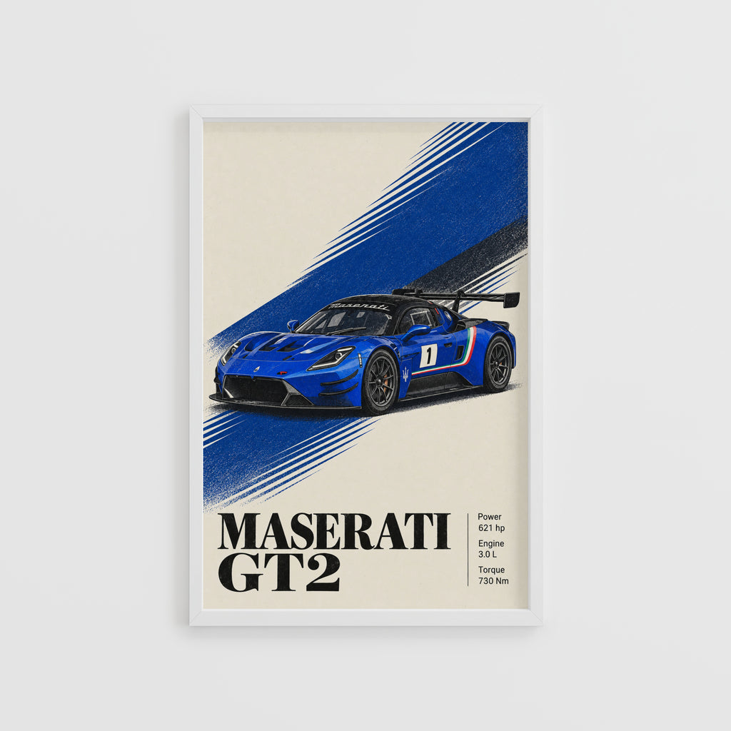 Vintage Maserati GT2 Print, Racing Car Wall Art