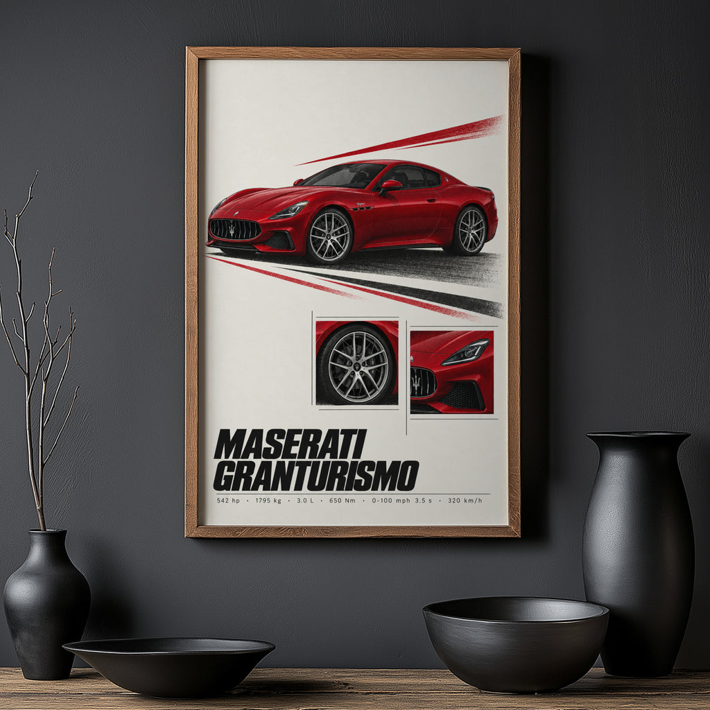Vintage Maserati GranTurismo Print, Car Wall Art