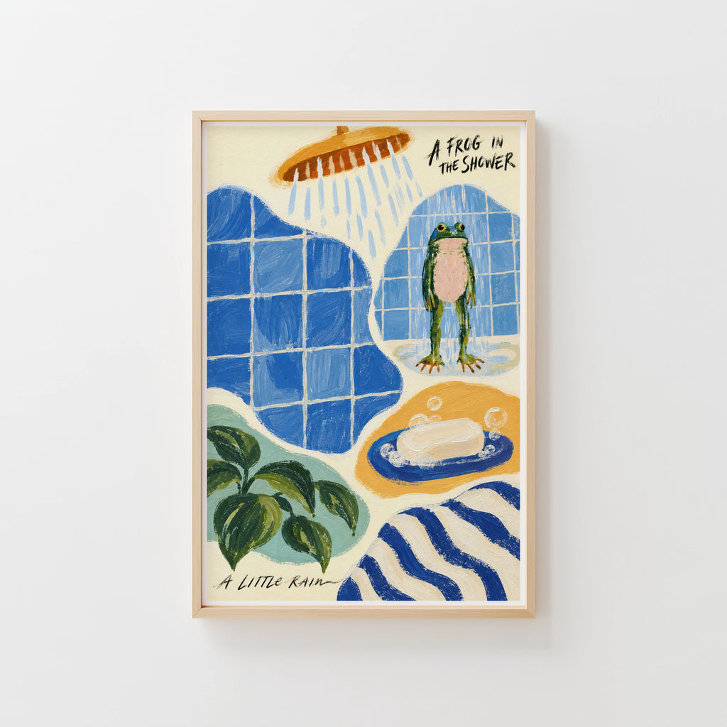 Vintage Frog Print and Poster, Bathroom Wall Art Gift