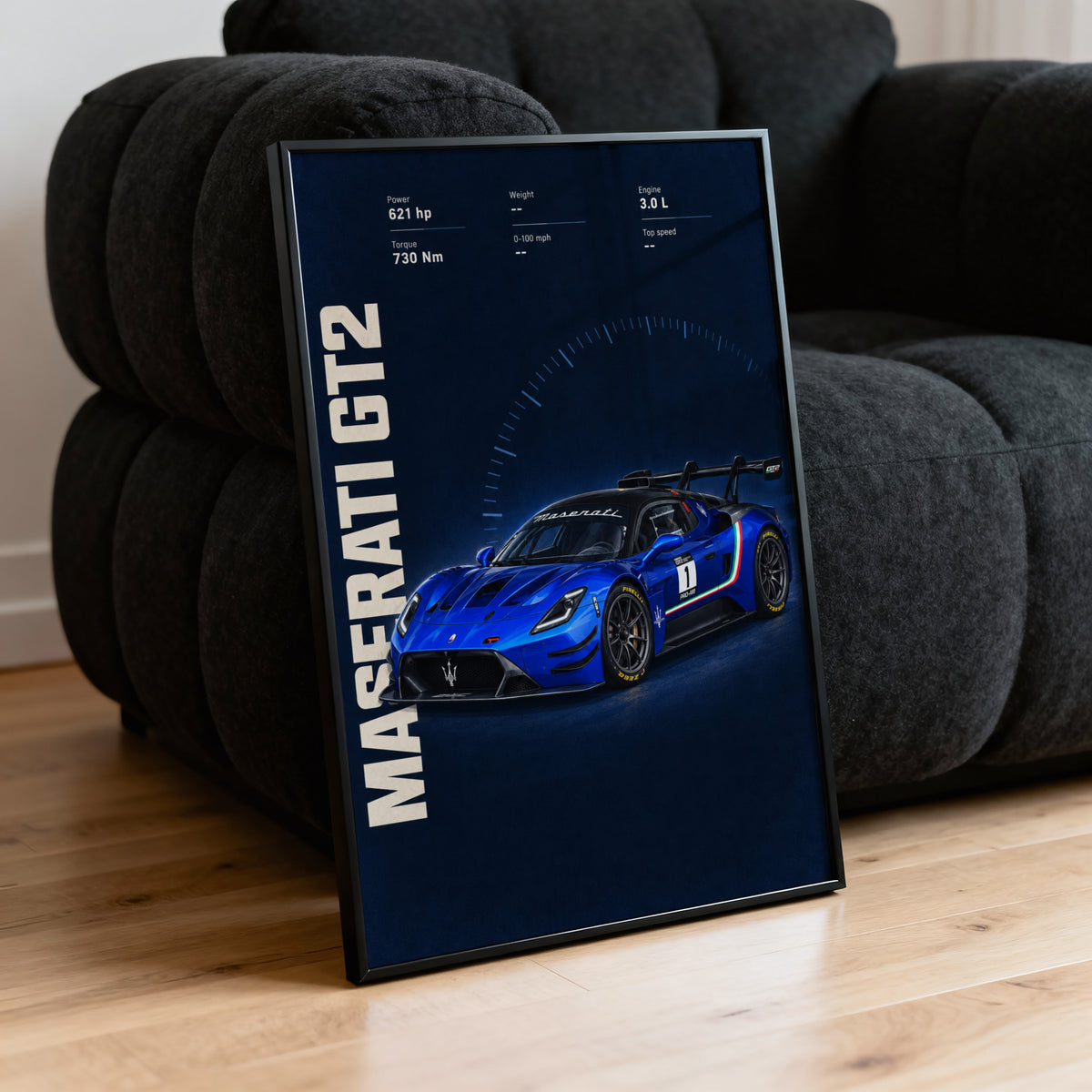 Vintage Maserati GT2 Print, Race Car Wall Art