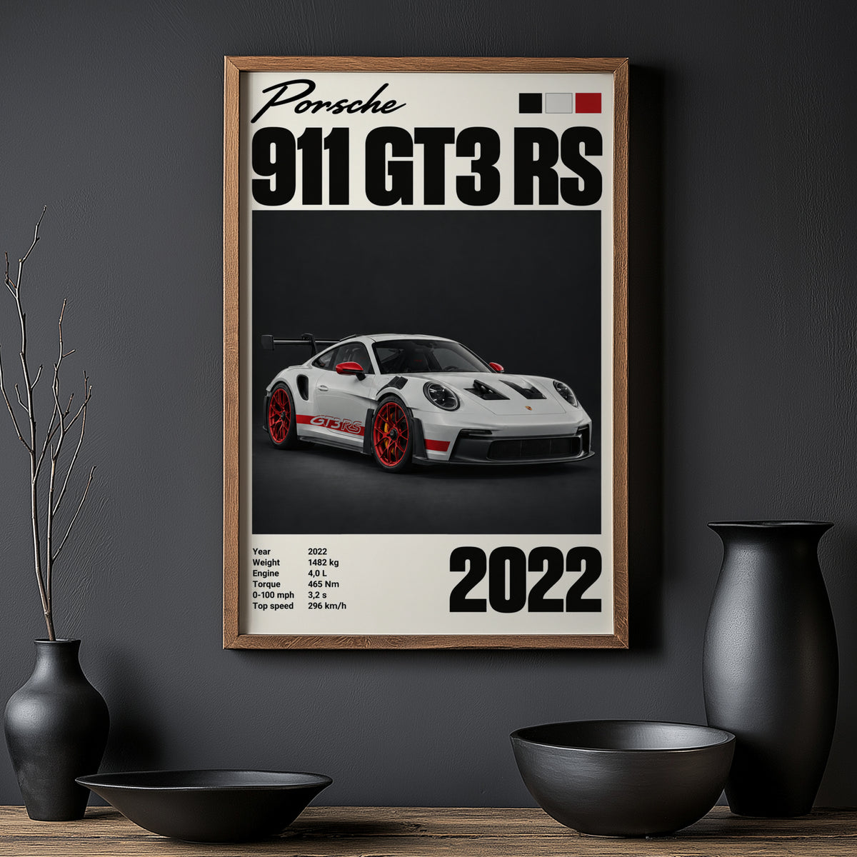 Vintage Porsche 911 GT3 RS Print, Car Poster, Wall Art