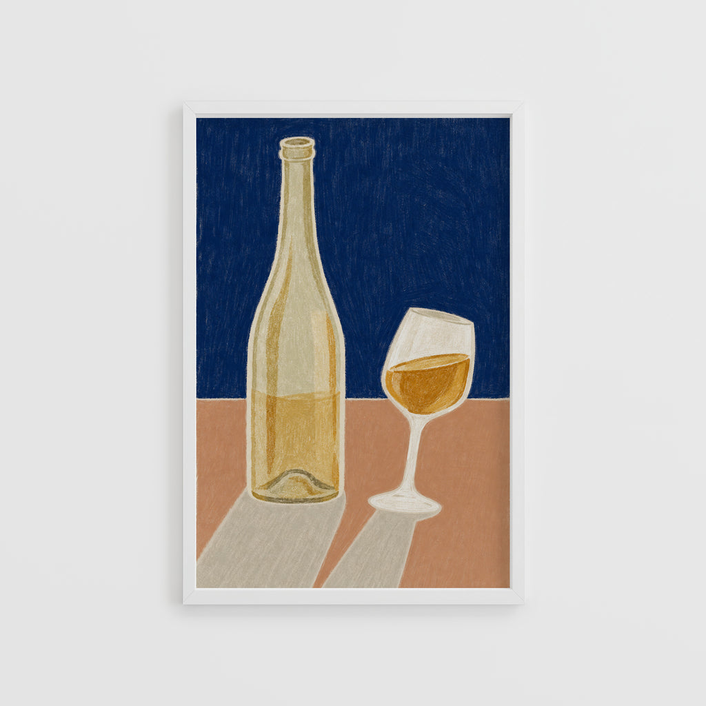Vintage Wine Bottle Print Poster, Kitchen Wall Art
