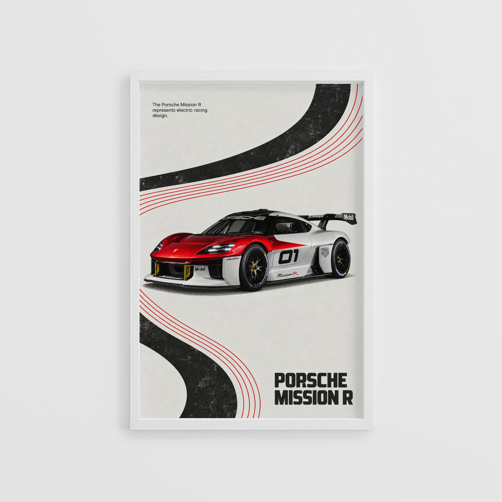 Vintage Porsche Mission R Print, Racing Car Art