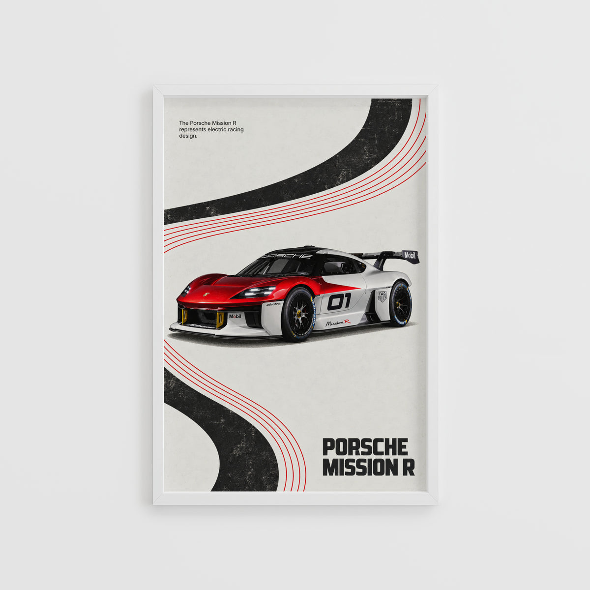 Vintage Porsche Mission R Print, Racing Car Art