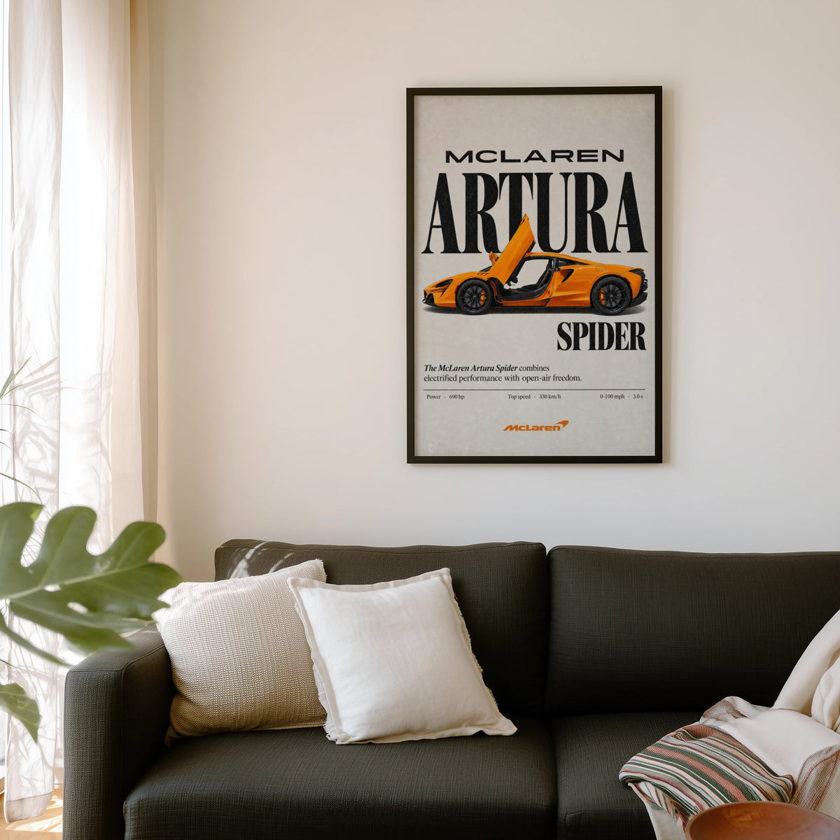 Vintage McLaren Artura Spider Print, Supercar Art