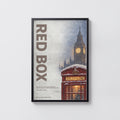 Vintage London Red Telephone Box Poster, Winter Print