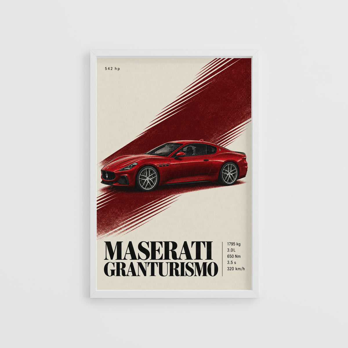 Vintage Maserati GranTurismo Print, Red Car Art