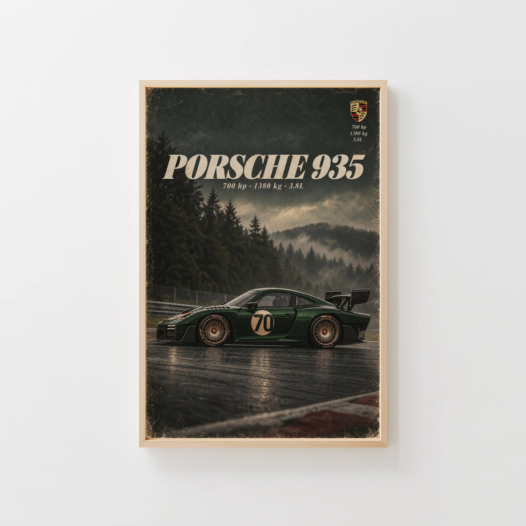 Vintage Porsche 935 Print, Racing Car Wall Art