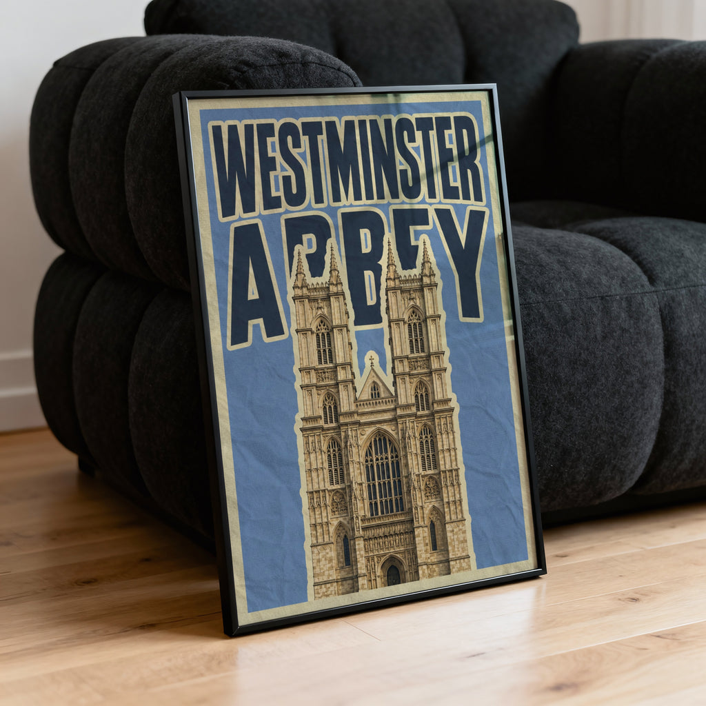 Vintage Westminster Abbey Poster, London Wall Art, Print