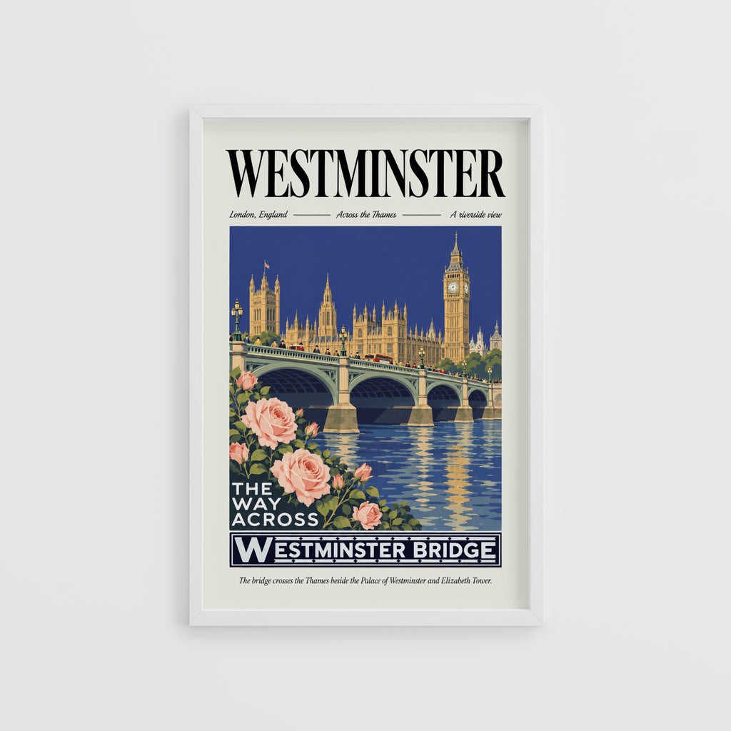Vintage Westminster Bridge Poster, London Wall Art Print
