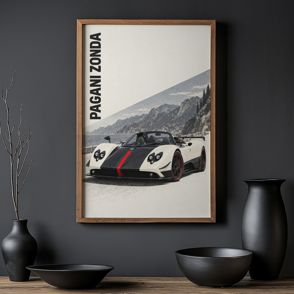Vintage Pagani Zonda Print, Supercar Wall Art