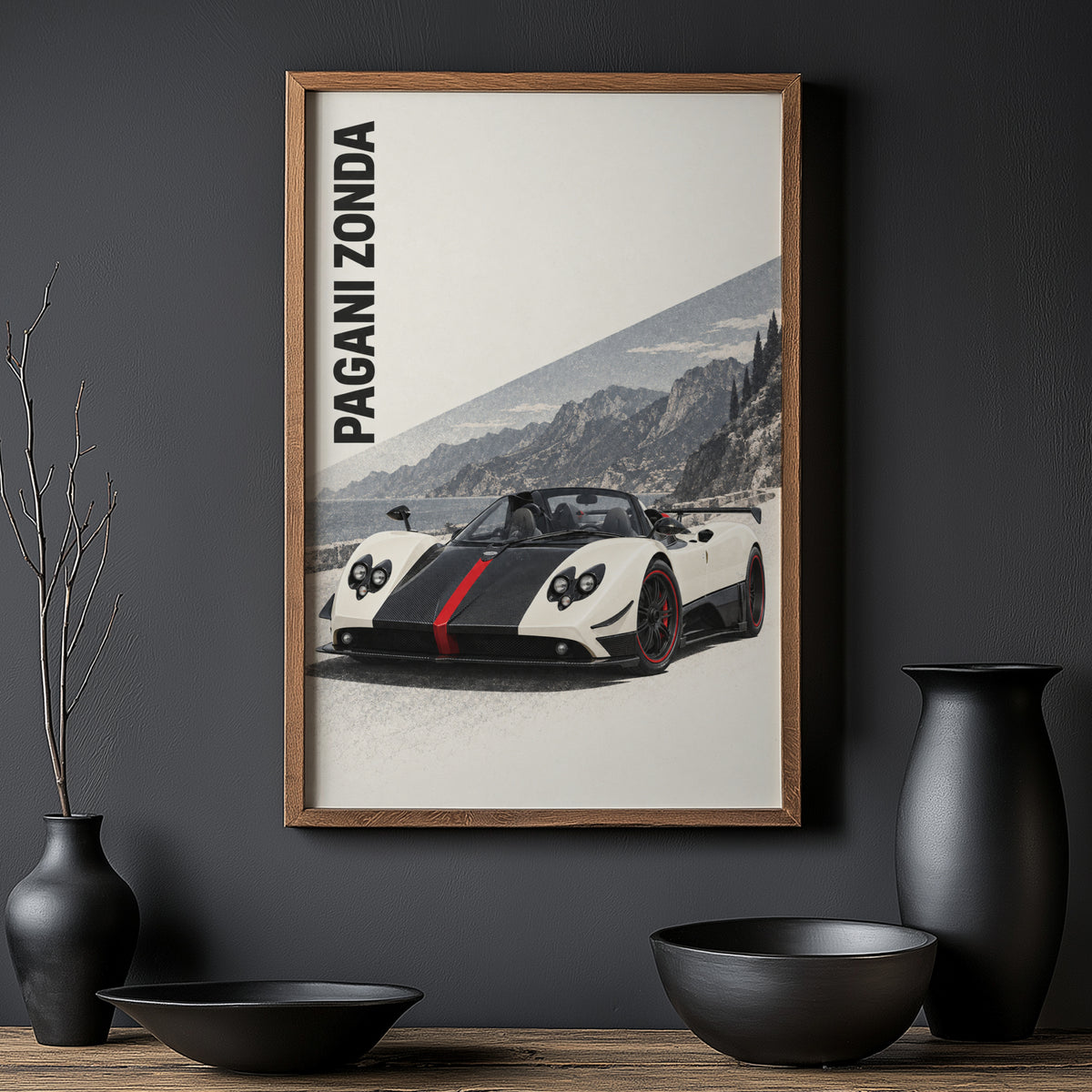 Vintage Pagani Zonda Print, Supercar Wall Art