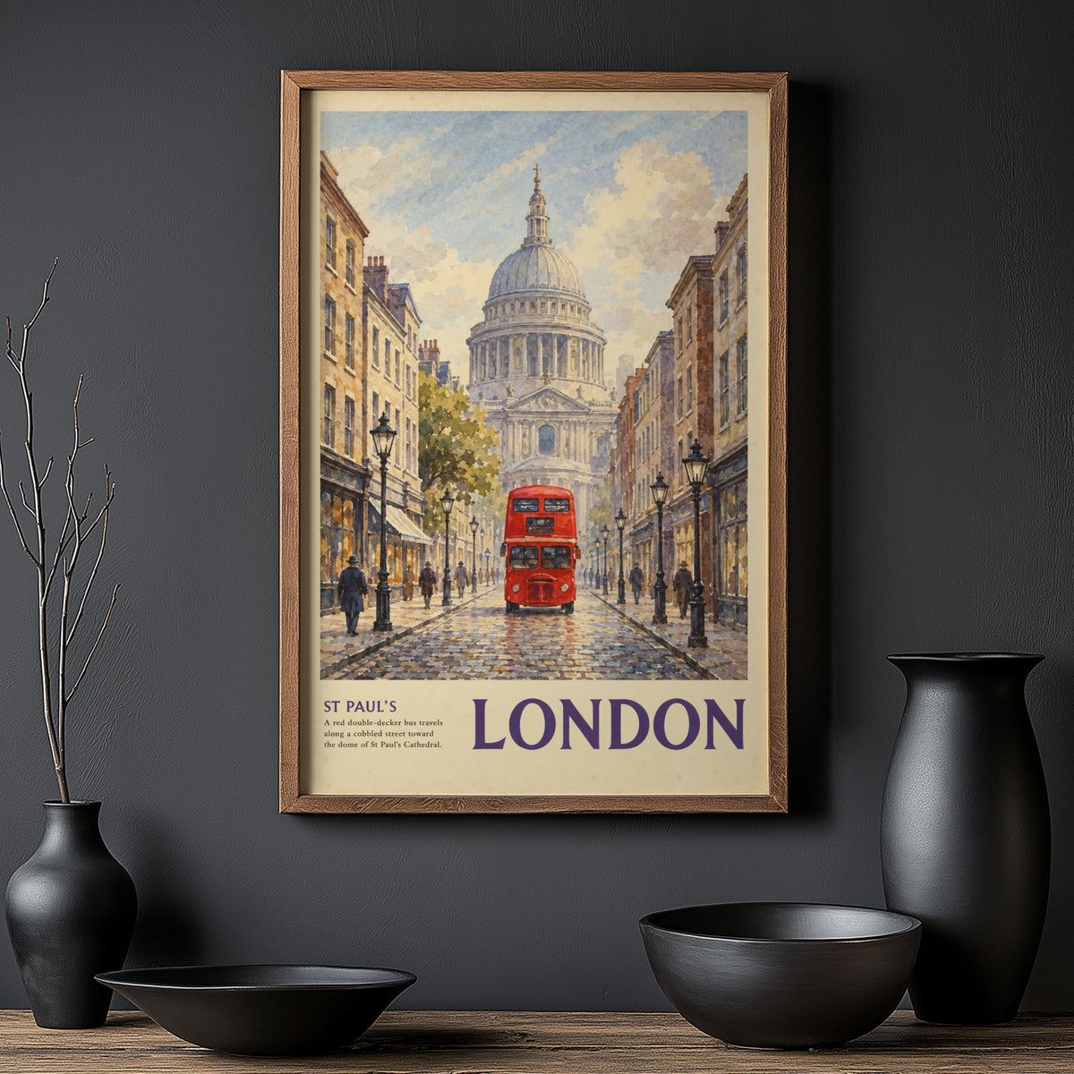 Vintage London Poster, St Paul's Cathedral Wall Art