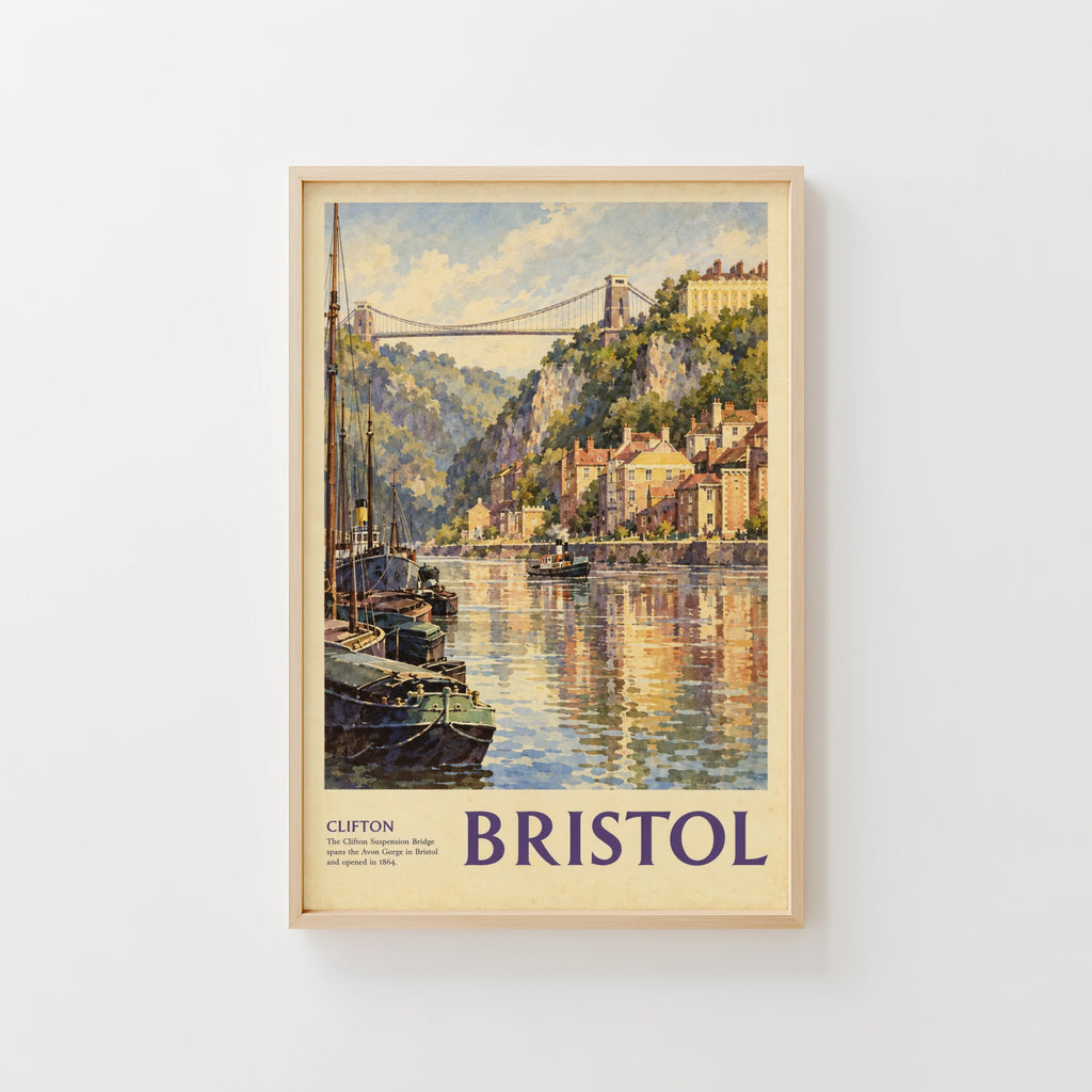 Vintage Bristol Poster, Clifton Bridge Wall Art