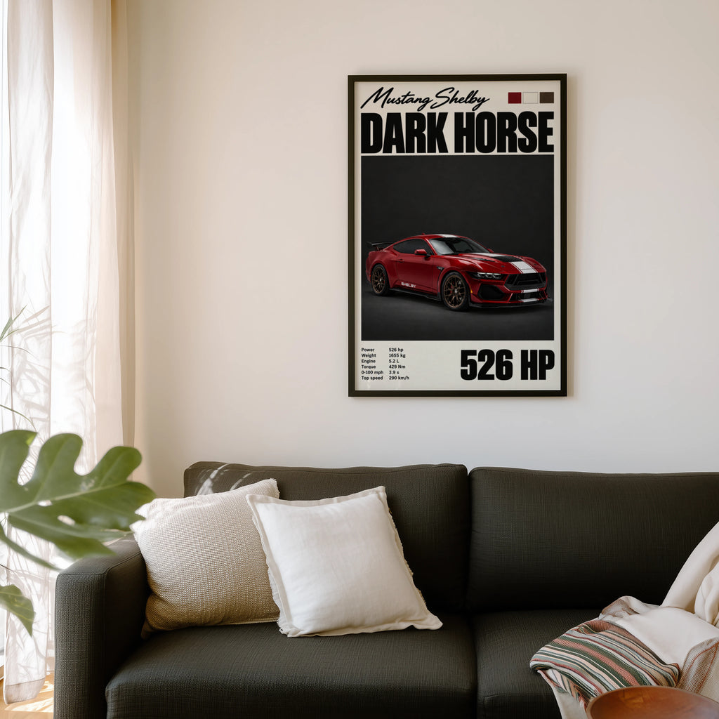 Vintage Print, Mustang Shelby Dark Horse Car Art