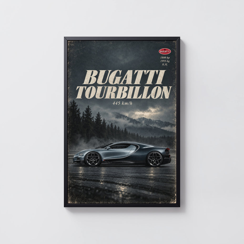 Vintage Bugatti Tourbillon Print, Supercar Wall Art