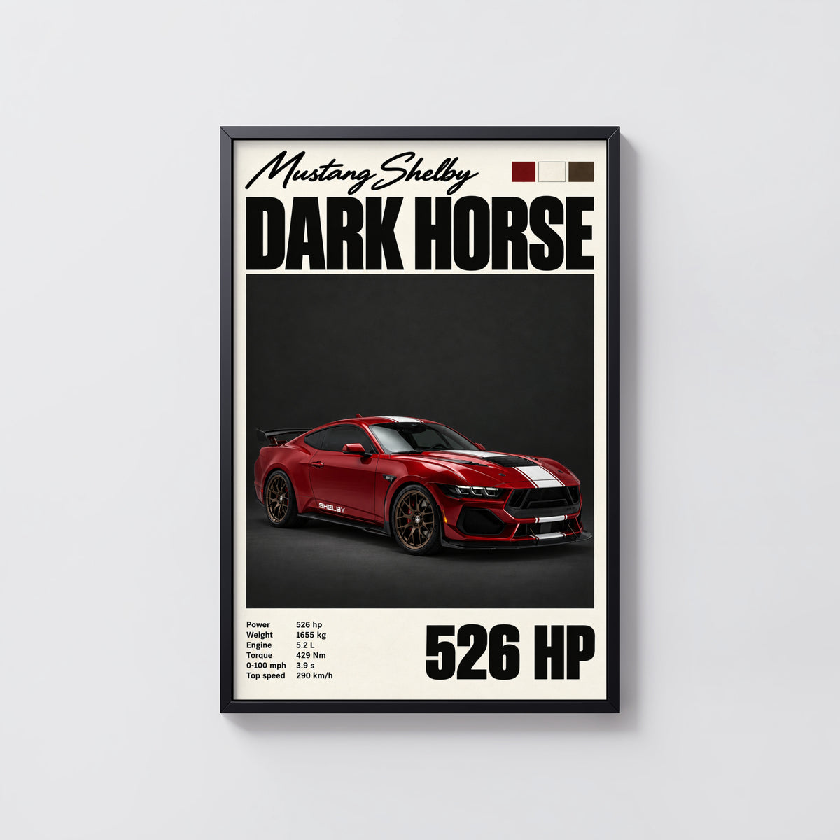 Vintage Print, Mustang Shelby Dark Horse Car Art