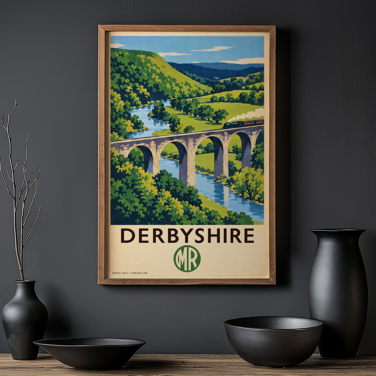 Vintage Derbyshire Print Poster, Monsal Dale Viaduct Art