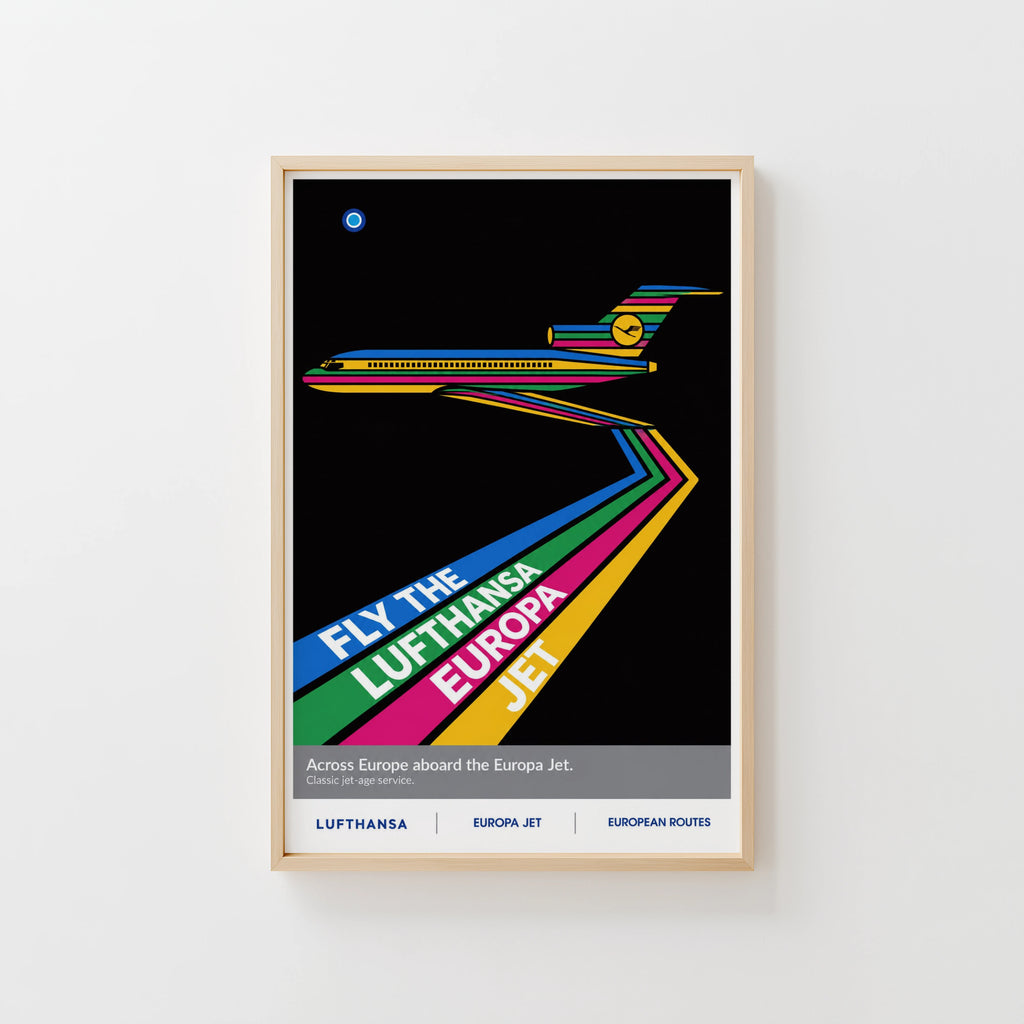 Vintage Lufthansa Jet Poster, Retro Aviation Wall Art Print