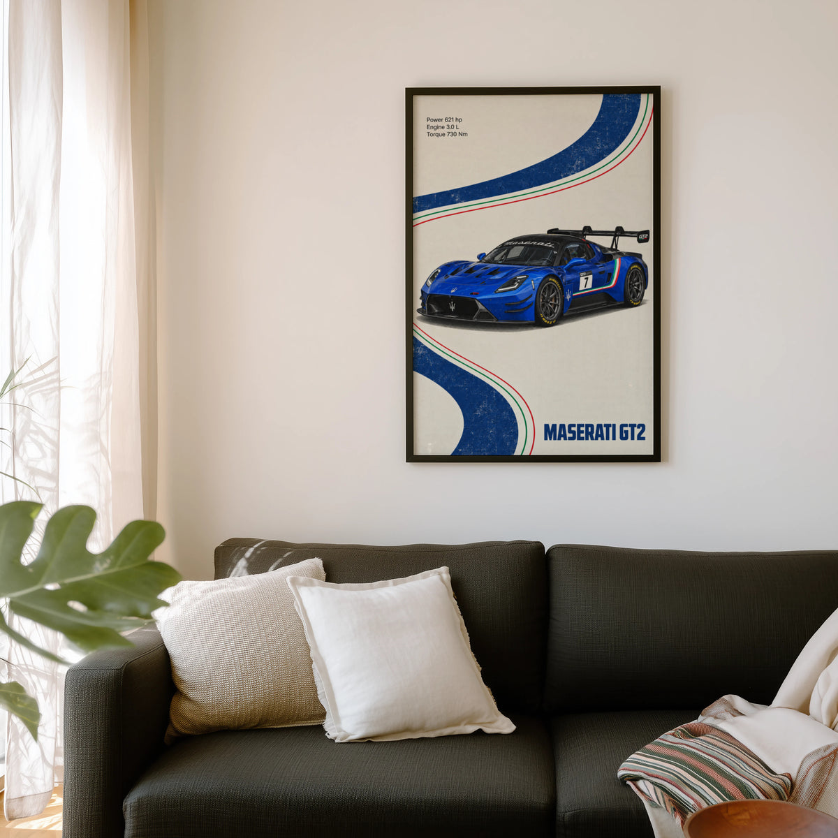 Vintage Maserati GT2 Race Car Print, Italian Racing