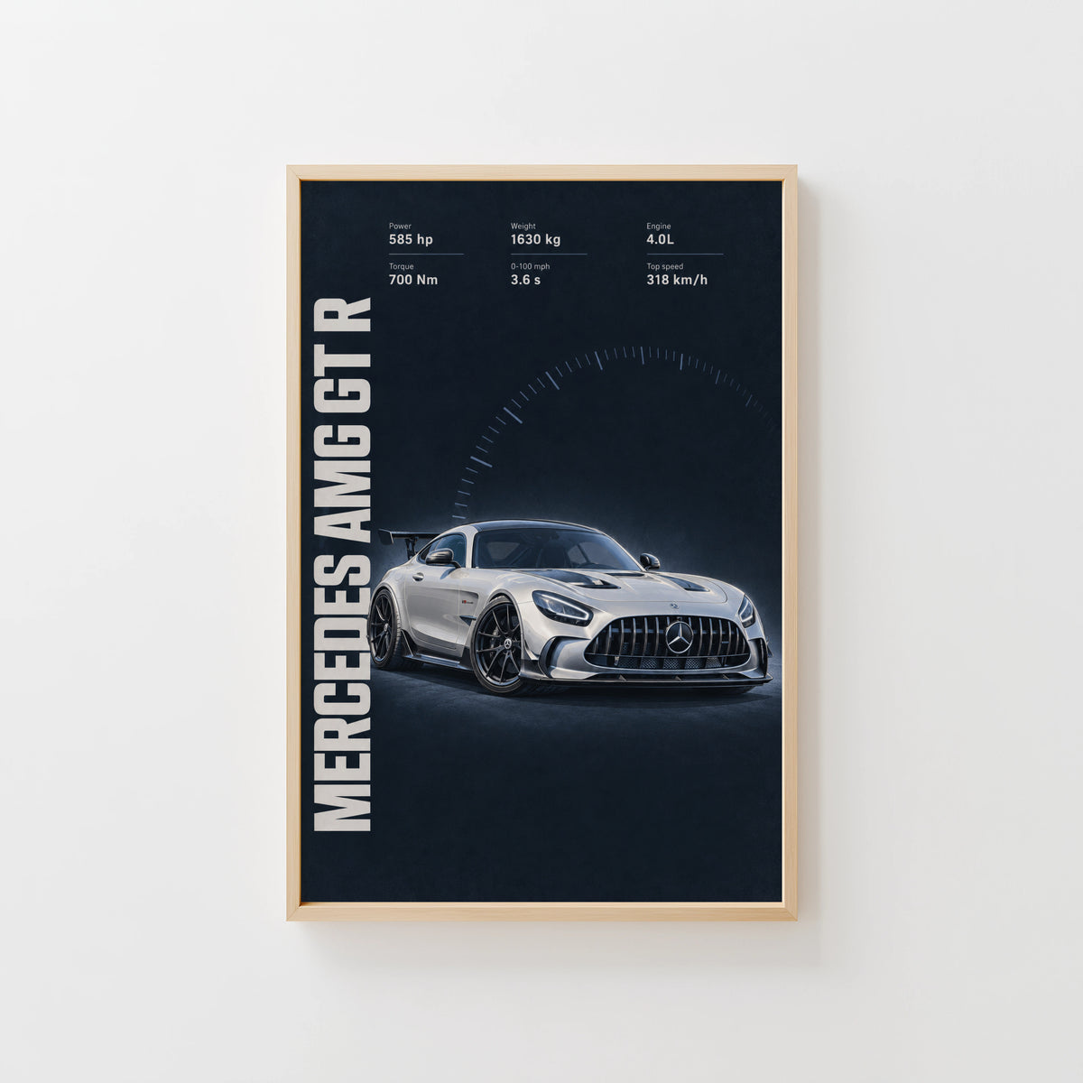 Vintage Mercedes AMG GT R Print, Car Wall Art