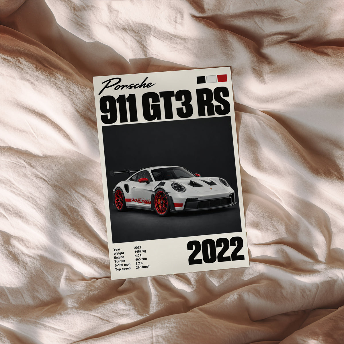 Vintage Porsche 911 GT3 RS Print, Car Poster, Wall Art