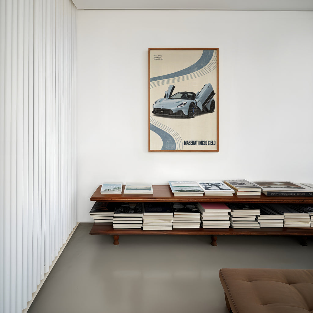 Vintage Maserati MC20 Cielo Print, Car Wall Art