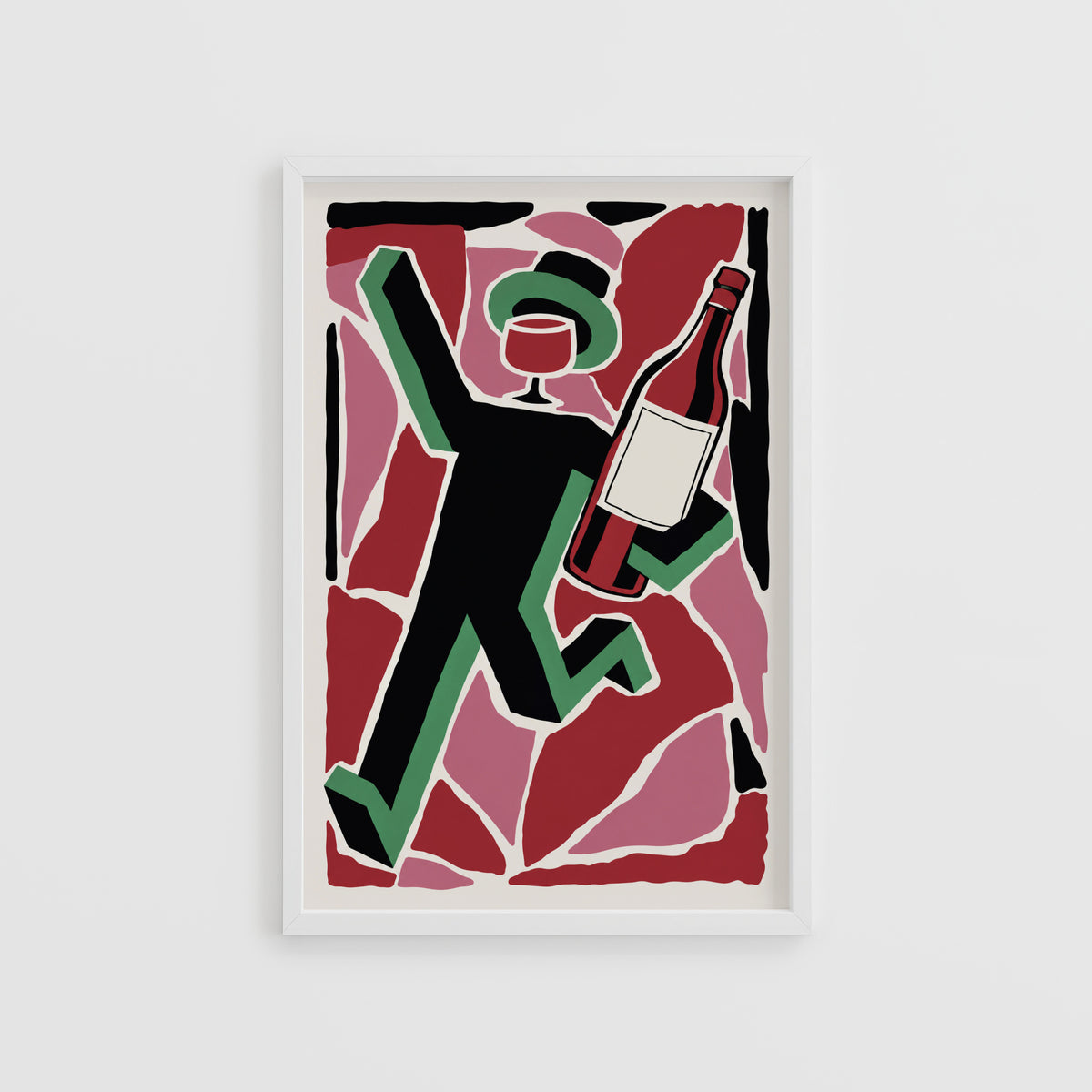 Vintage Red Wine Print Poster, Wine Bottle Wall Art