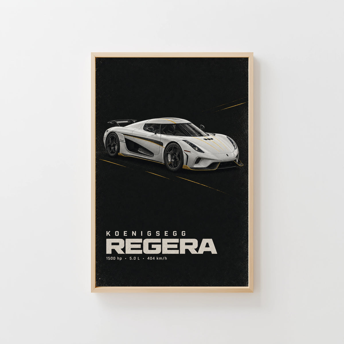 Vintage Koenigsegg Regera Print, Hypercar Wall Art