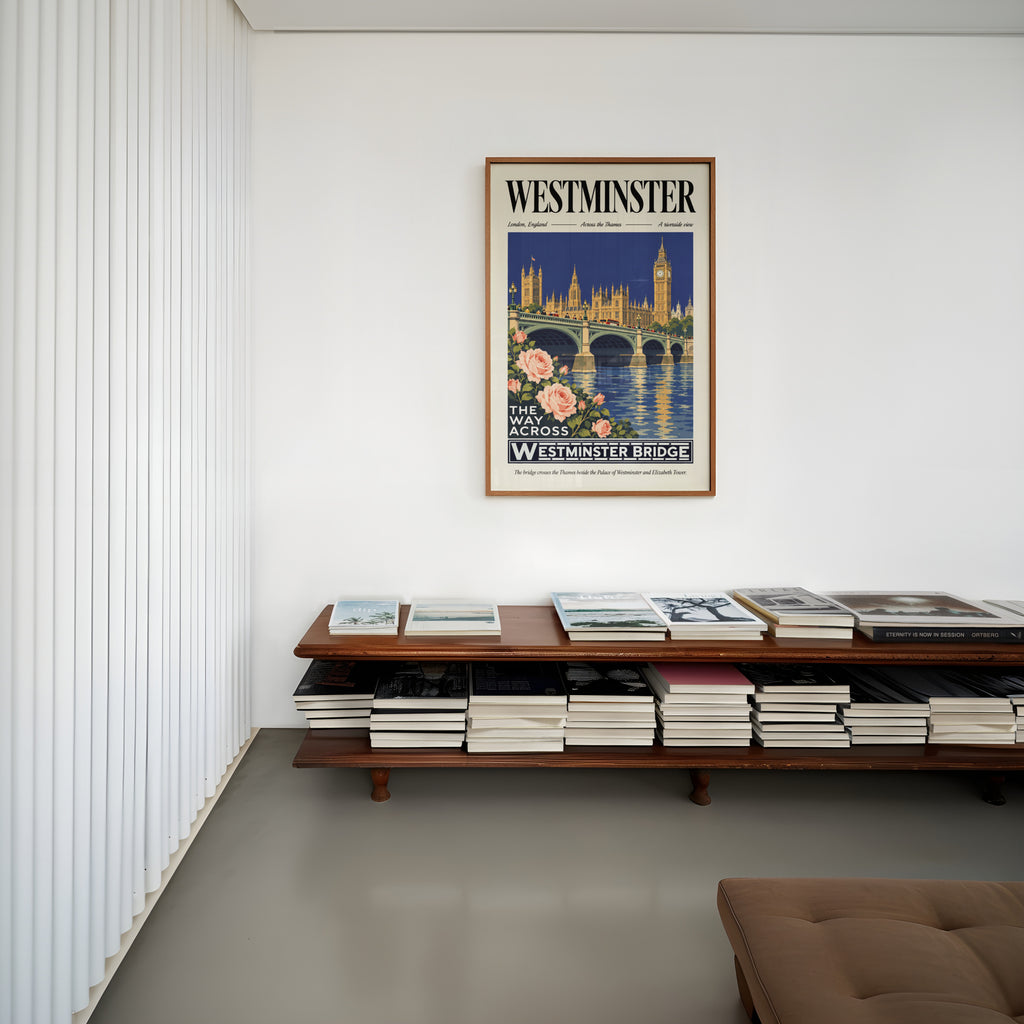 Vintage Westminster Bridge Poster, London Wall Art Print