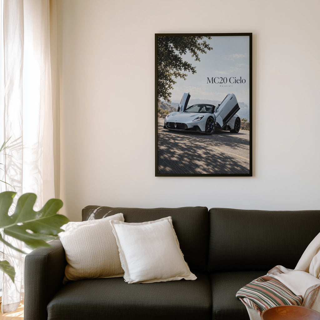 Vintage Maserati MC20 Cielo Print, Supercar Wall Art
