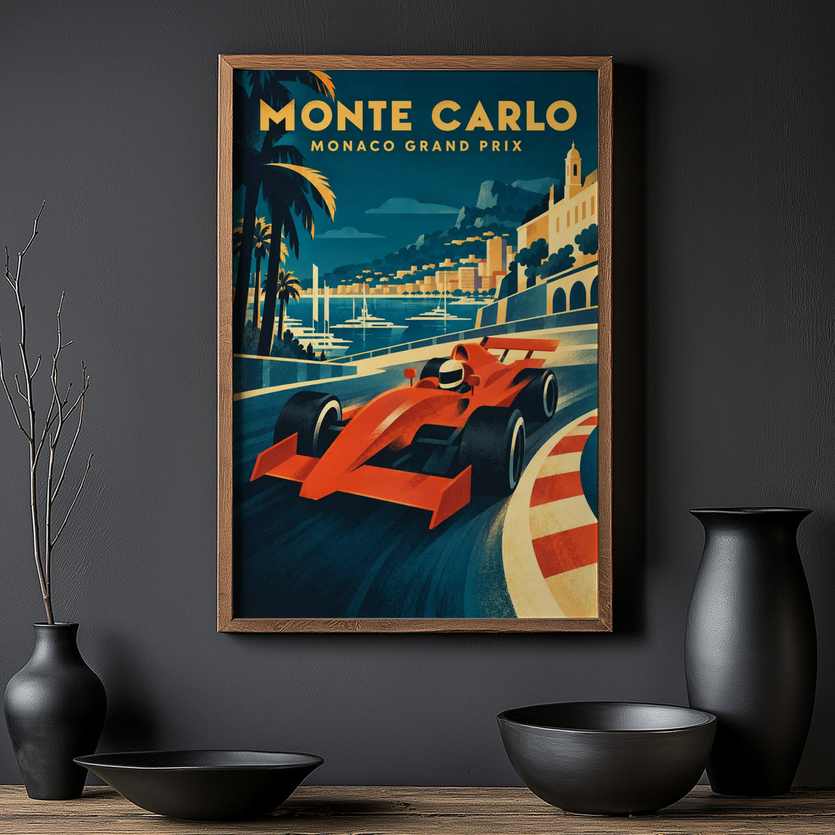 Vintage Monaco Grand Prix Poster, Racing Wall Art, Print