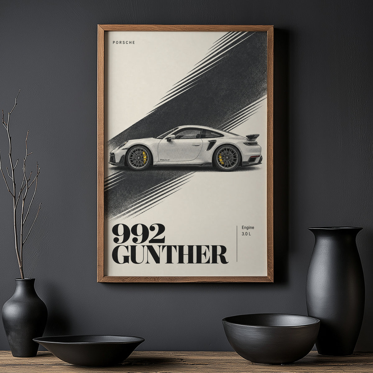 Vintage Porsche 992 Gunther Print, Car Wall Art