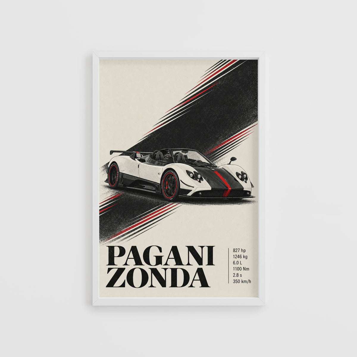 Vintage Pagani Zonda Print, Supercar Wall Art