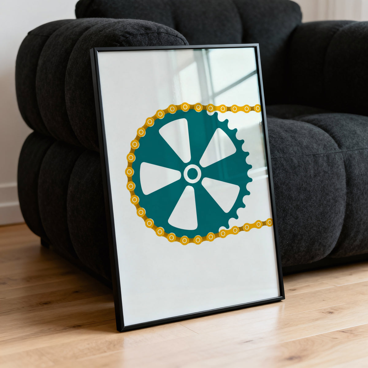 Vintage Bike Chainring Poster, Cycling Wall Art, Print