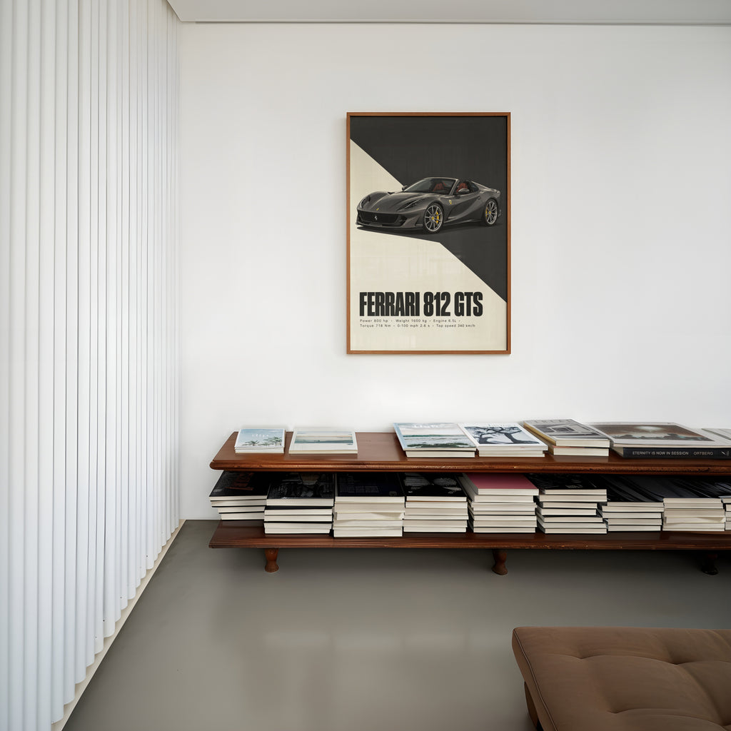 Vintage Ferrari 812 GTS Print, Supercar Wall Art
