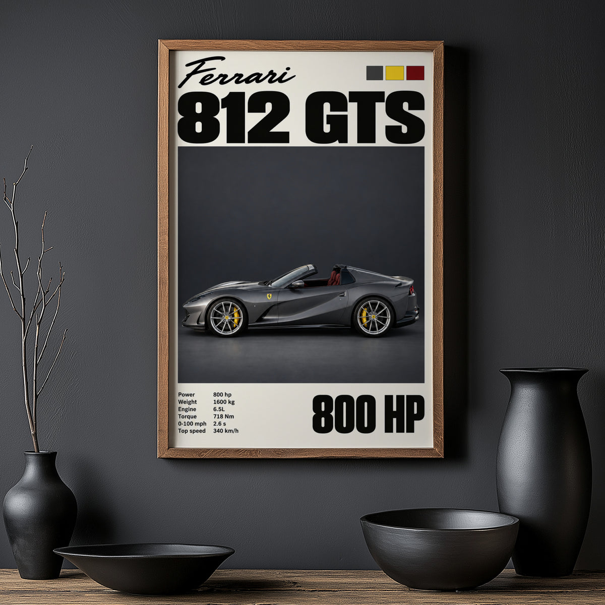 Vintage Ferrari 812 GTS Print, Car Wall Art