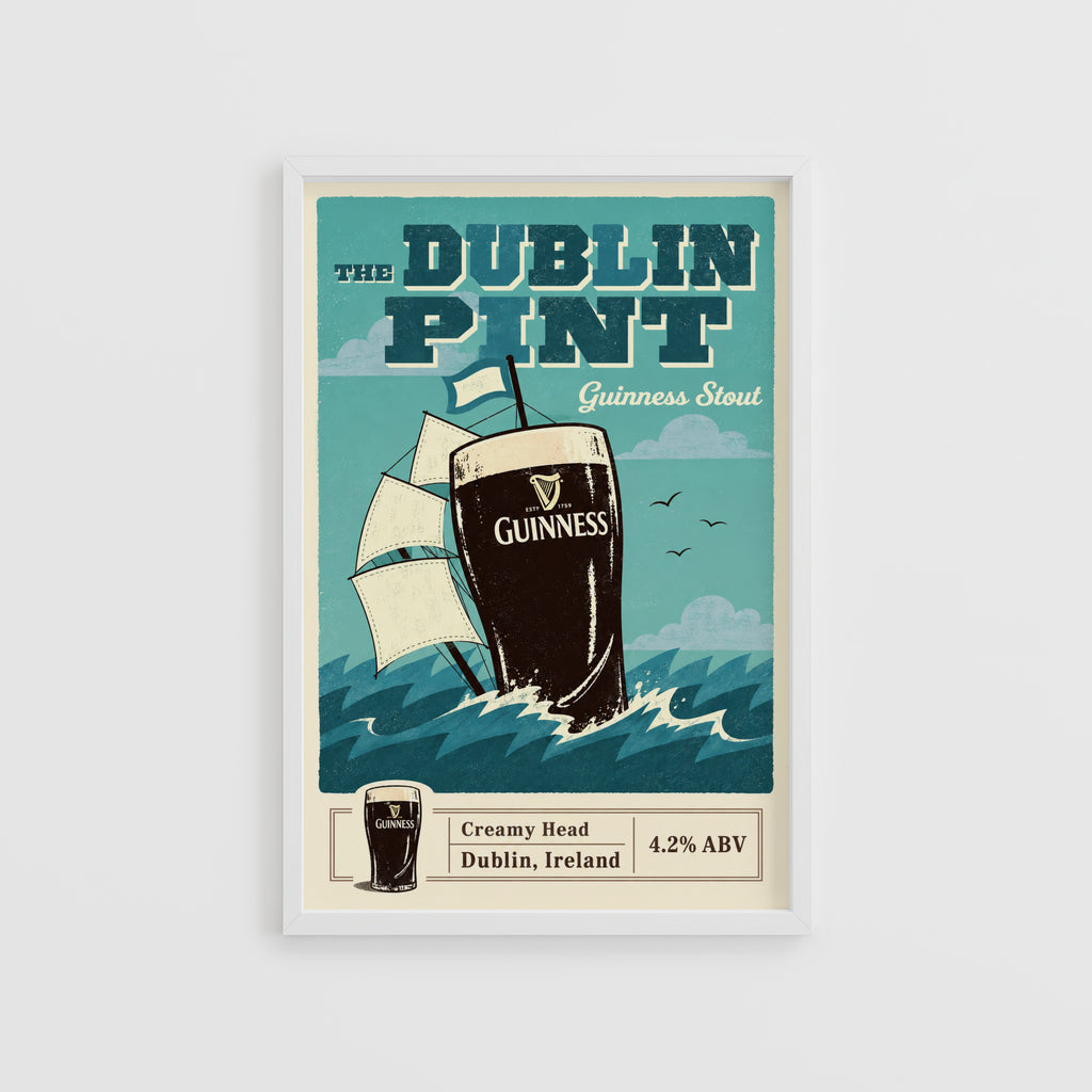 Vintage Guinness Print, Dublin Pint Beer Poster