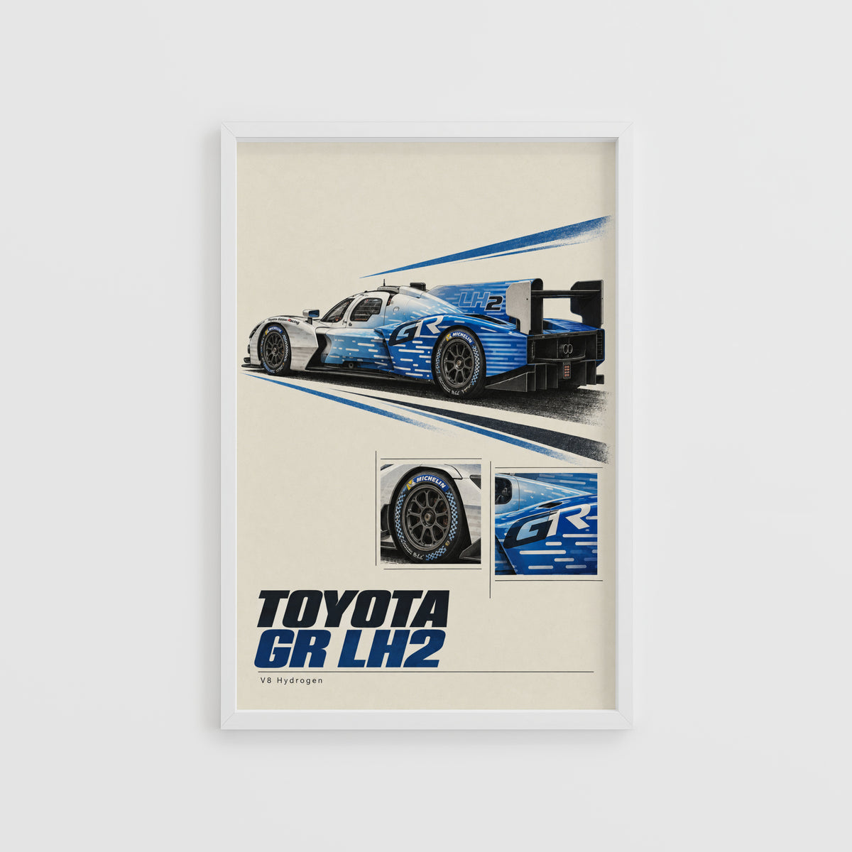 Vintage Toyota Print, Hydrogen Racing Car Art