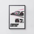 Vintage Porsche 935 Race Car Print, Pink Racing Art