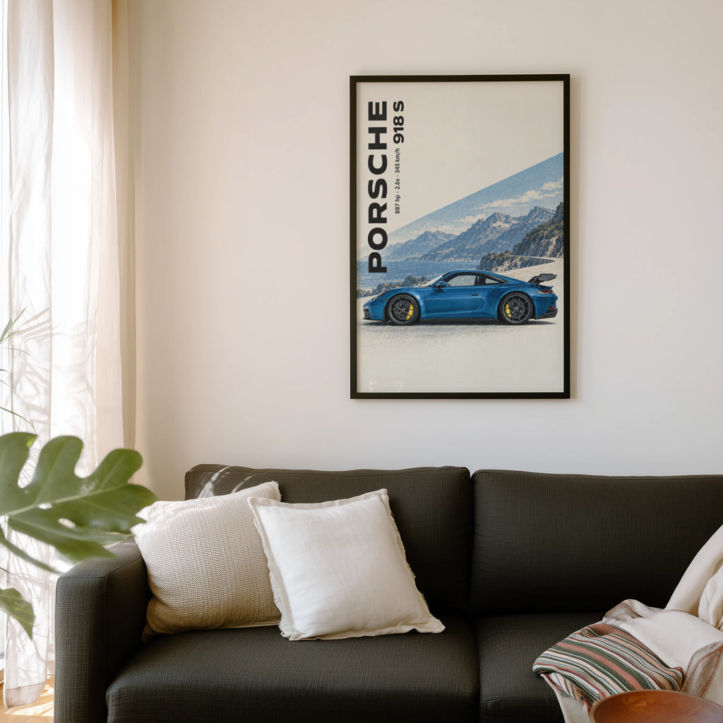 Vintage Porsche 918 S Print, Car Wall Art