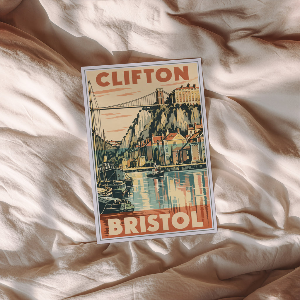 Vintage Clifton Bristol Poster, Suspension Bridge Wall Art